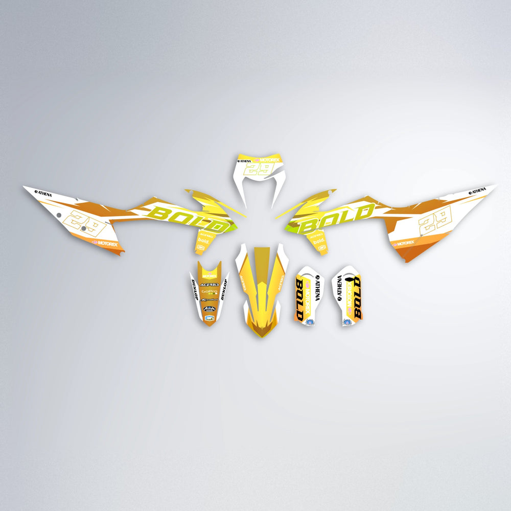 OCEAN graphics kit parts layout in Orange & Yellow