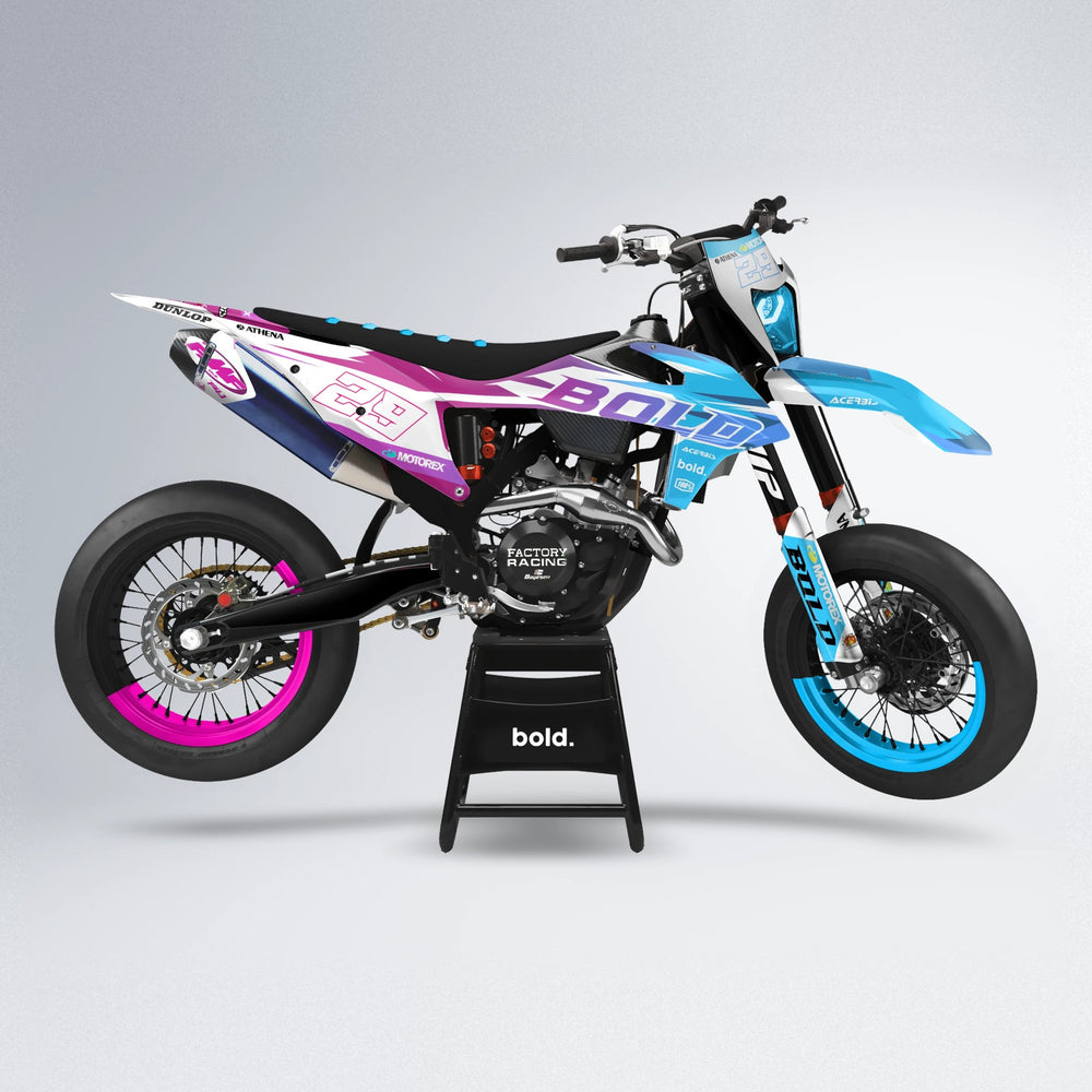 OCEAN supermoto graphics kit in Pink & Light Blue