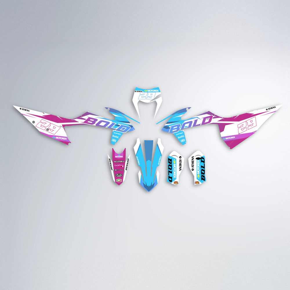 OCEAN graphics kit parts layout in Pink & Light Blue