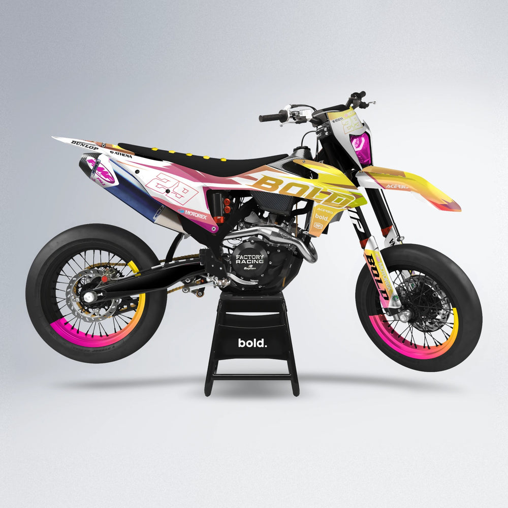 OCEAN supermoto graphics kit in Pink & Yellow