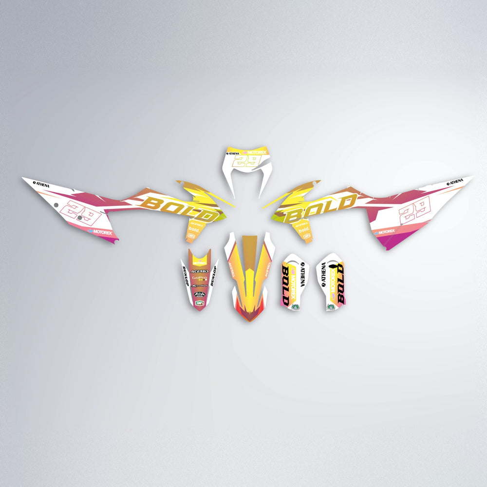 OCEAN graphics kit parts layout in Pink & Yellow