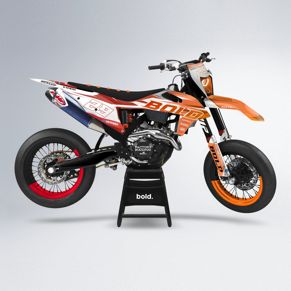OCEAN supermoto graphics kit in Red & Orange