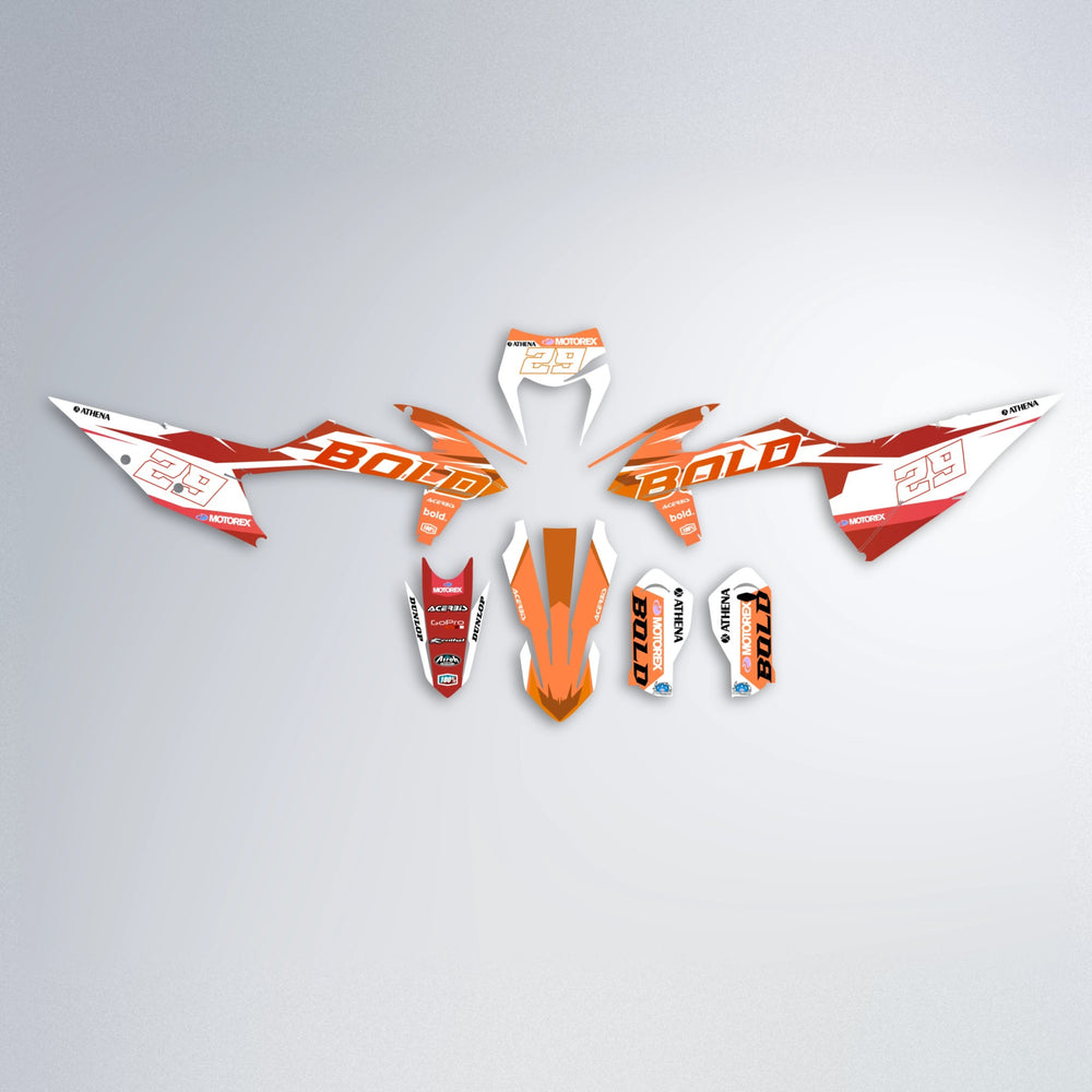 OCEAN graphics kit parts layout in Red & Orange