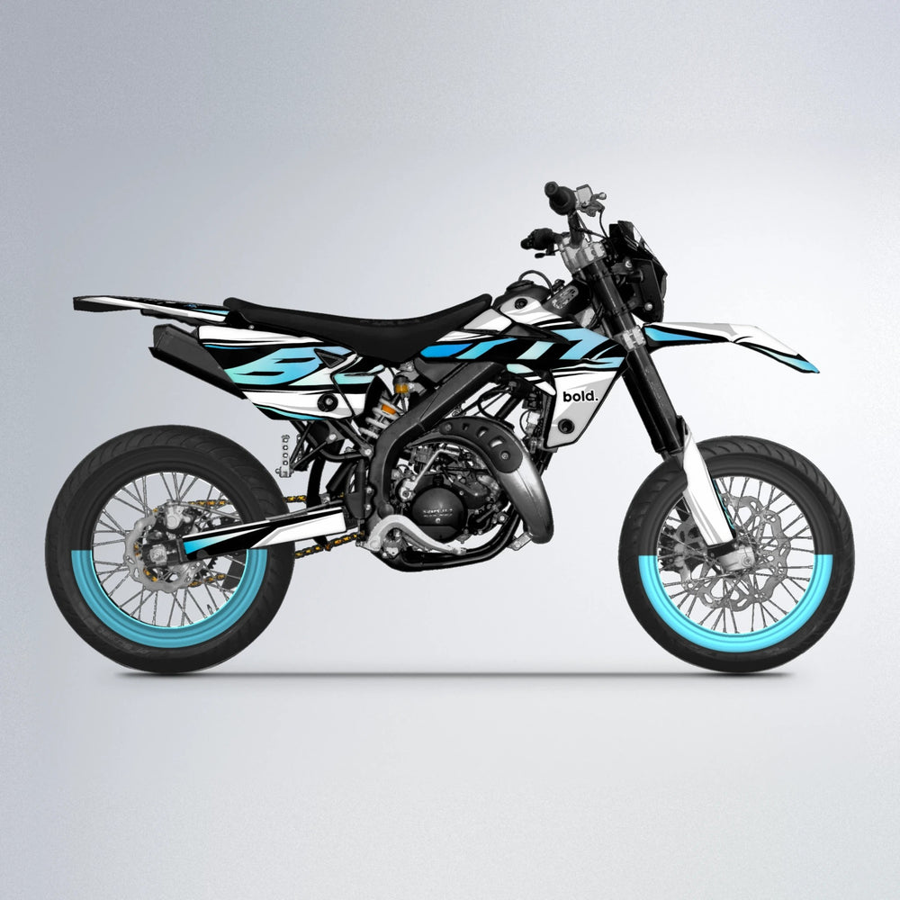 OPTIC Rieju MRT supermoto graphics kit in Light Blue & White