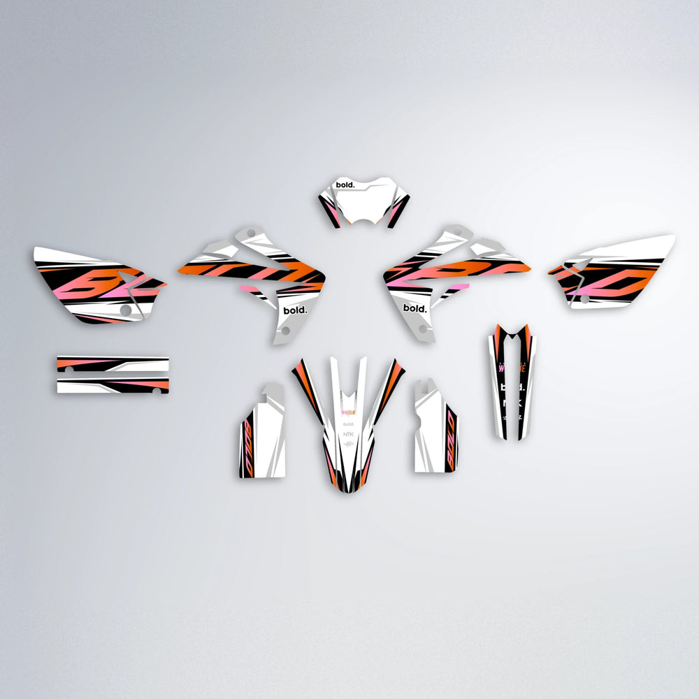 OPTIC Rieju MRT graphics kit parts layout in Orange