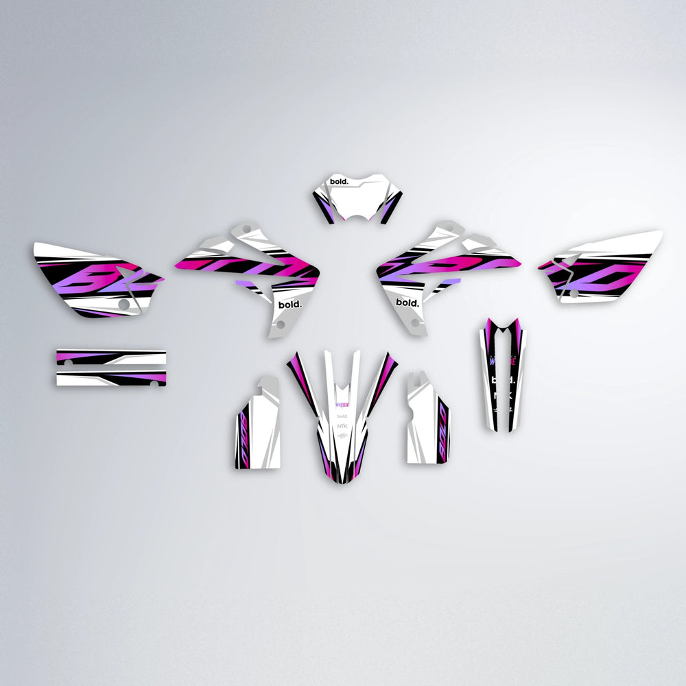 OPTIC Rieju MRT graphics kit parts layout in Pink