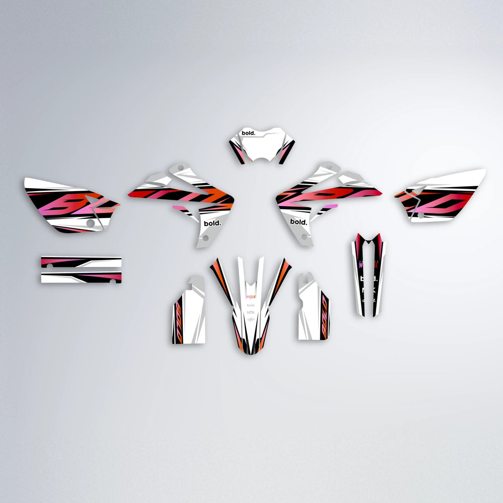 OPTIC Rieju MRT graphics kit parts layout in Red & Orange