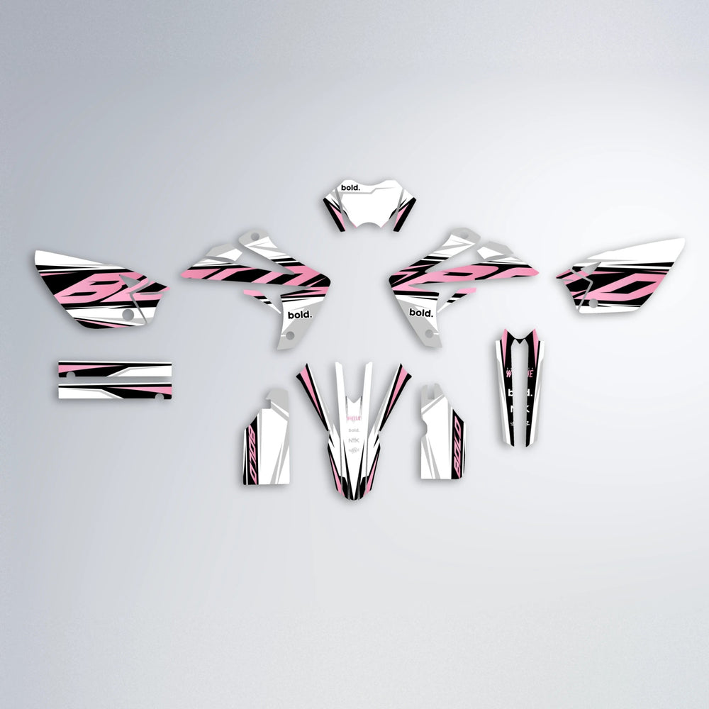 OPTIC Rieju MRT graphics kit parts layout in Sakura Pink