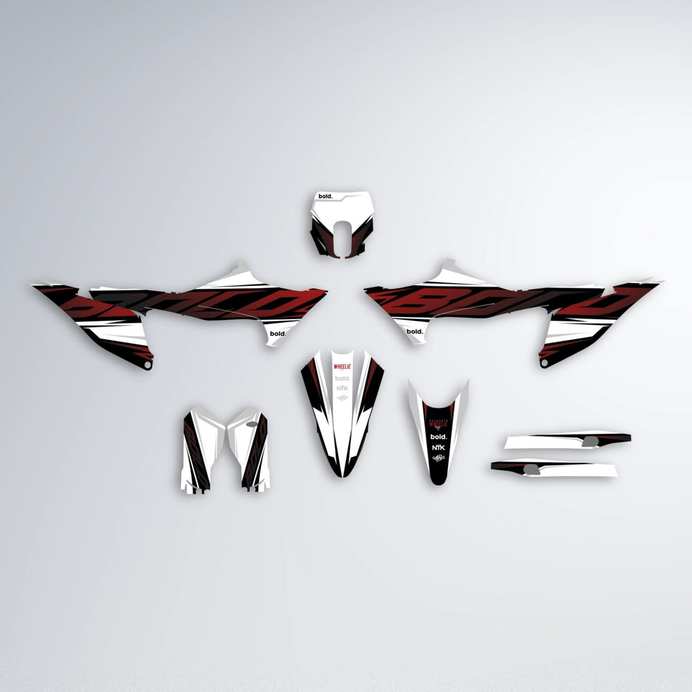 OPTIC Stark Varg MX graphics kit parts layout in Black & Red