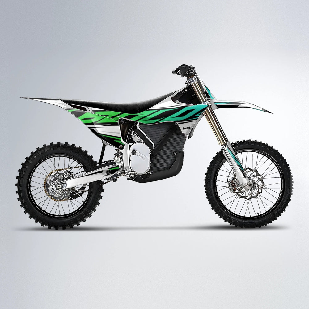 OPTIC Stark Varg MX motocross graphics kit in Cyan & Green