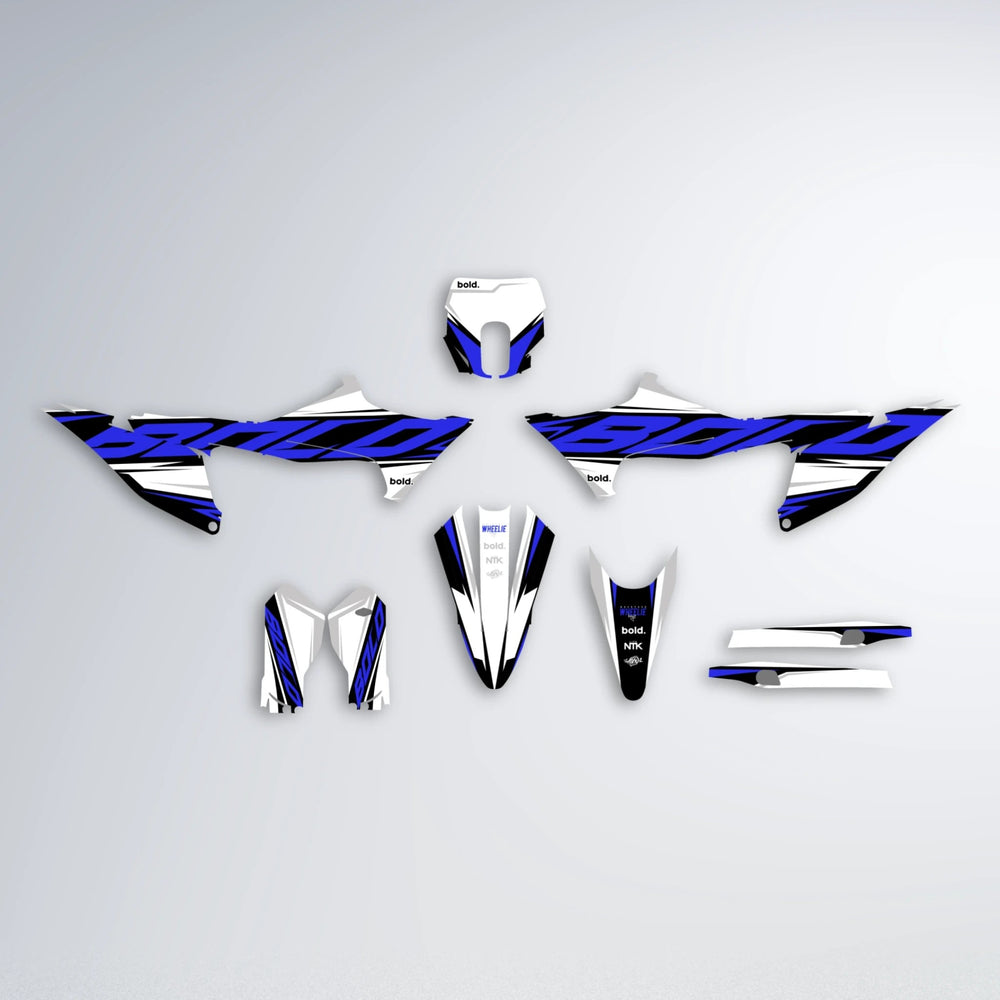 OPTIC Stark Varg SM graphics kit parts layout in Blue