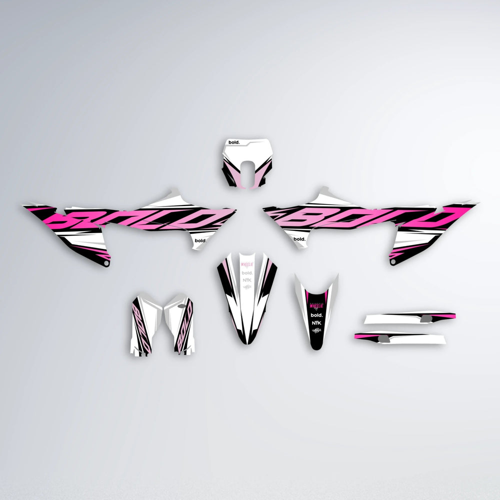 OPTIC Stark Varg SM graphics kit parts layout in Flamingo