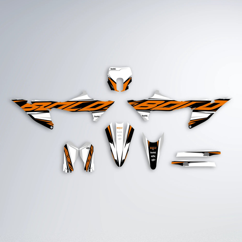 OPTIC Stark Varg SM graphics kit parts layout in Orange