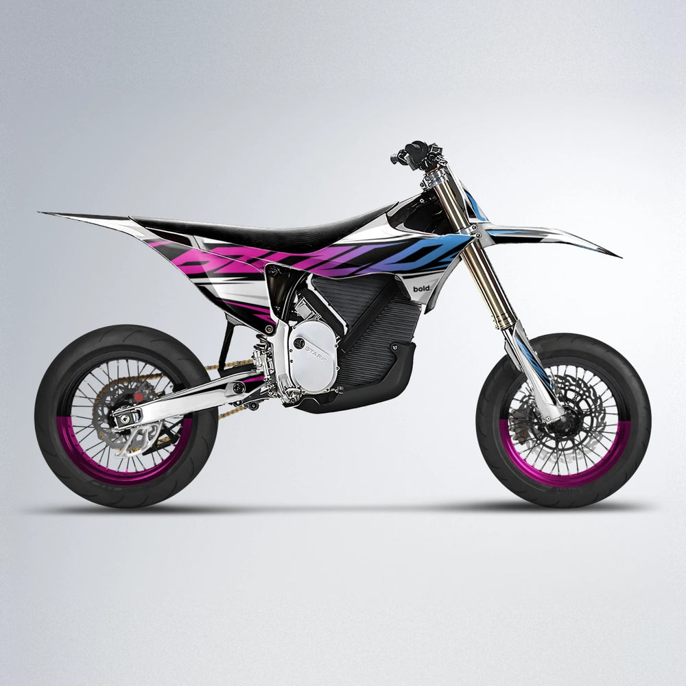 OPTIC Stark Varg SM supermoto graphics kit in Pink & Light Blue