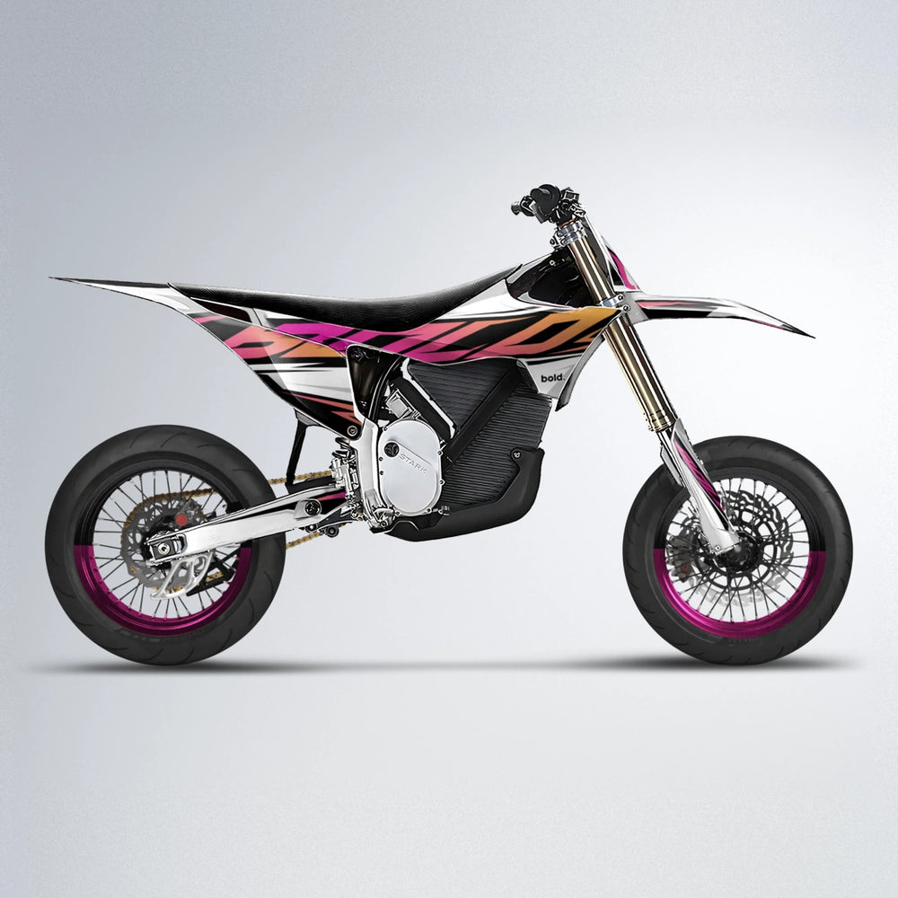 OPTIC Stark Varg SM supermoto graphics kit in Pink & Yellow