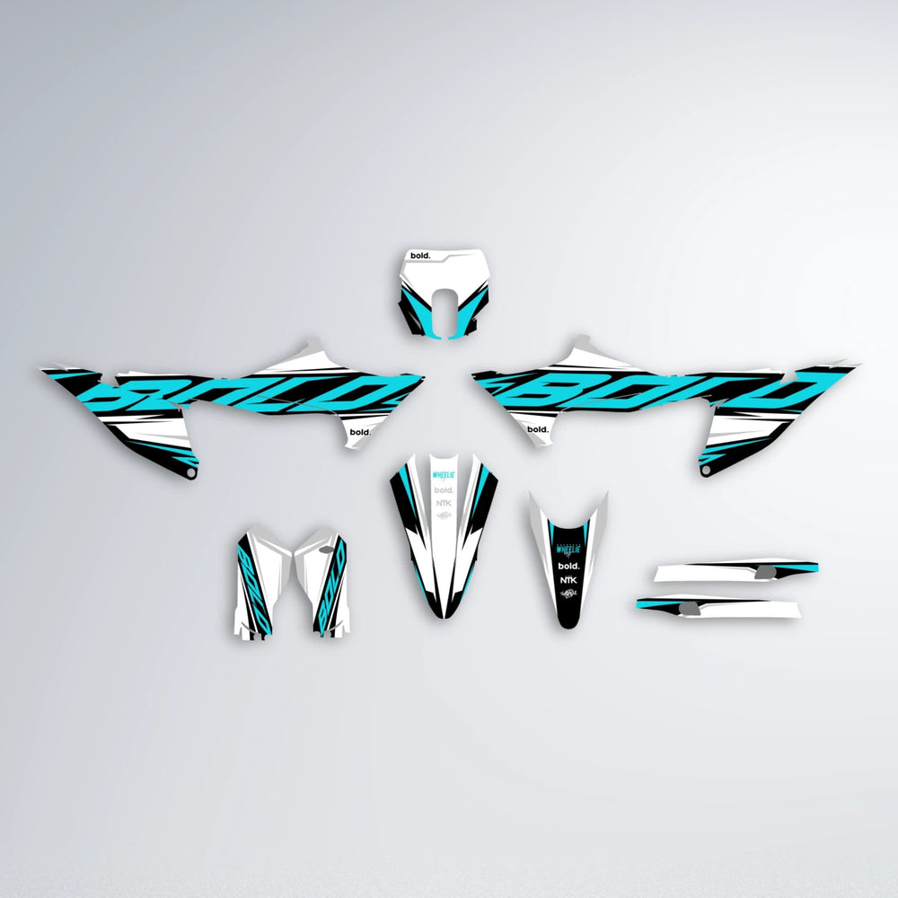 OPTIC Stark Varg SM graphics kit parts layout in Teal
