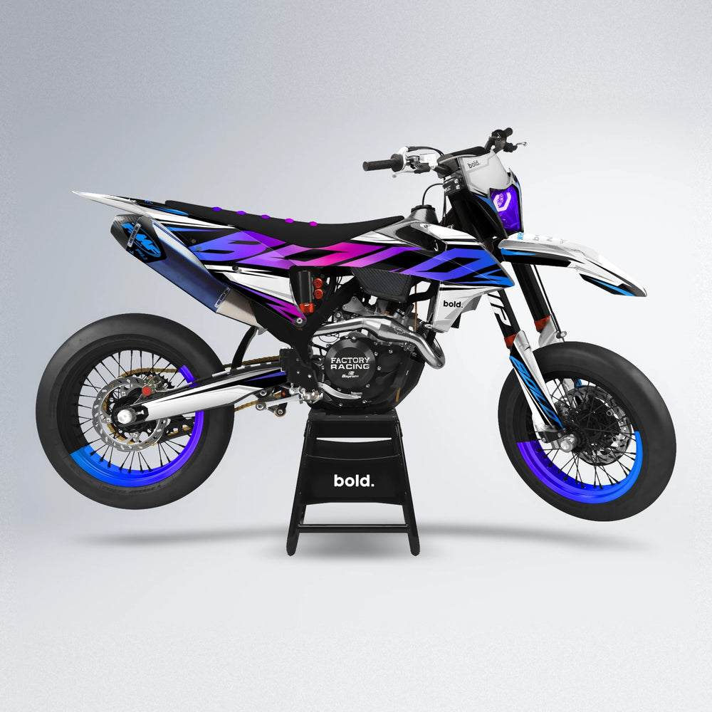 OPTIC supermoto graphics kit in Blue Purple Fade
