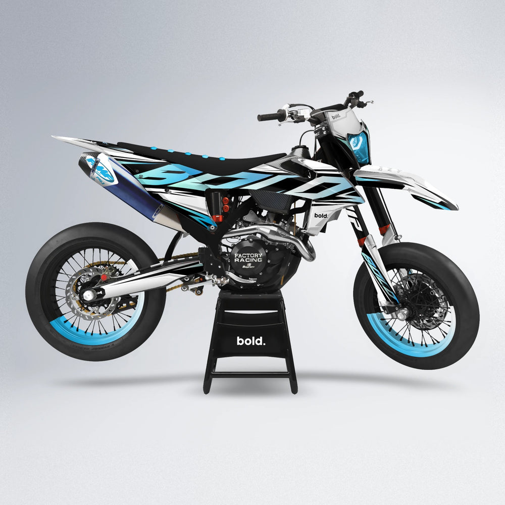 OPTIC supermoto graphics kit in Light Blue & White