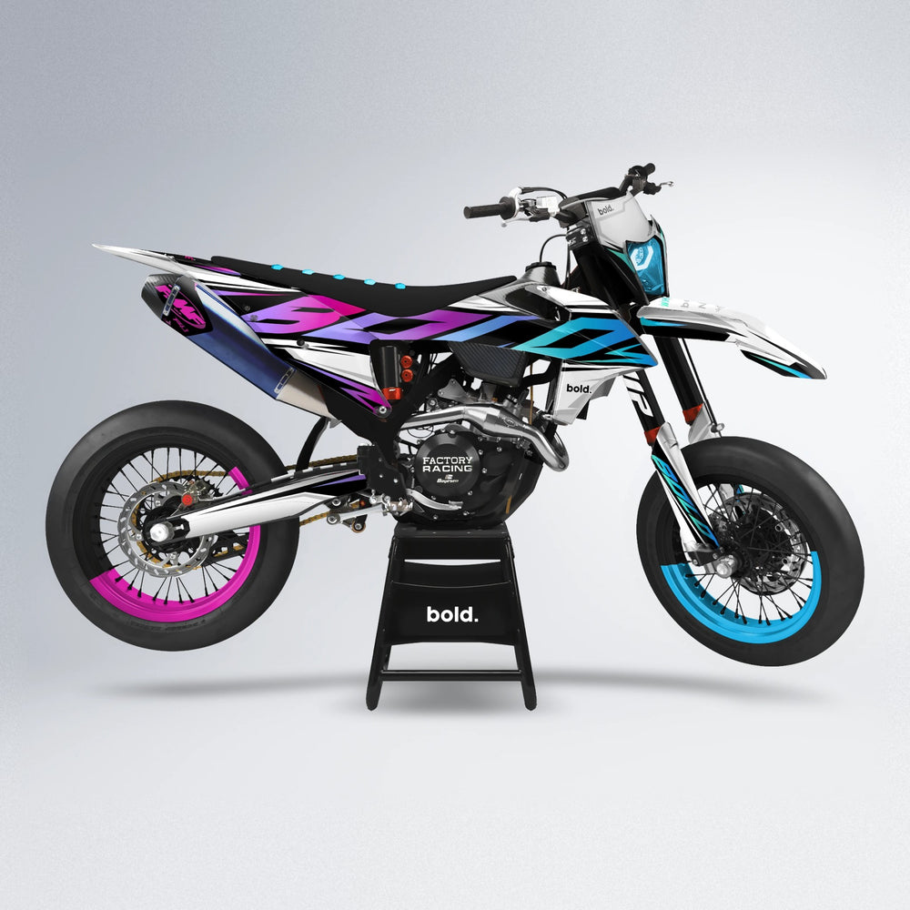 OPTIC supermoto graphics kit in Pink & Light Blue