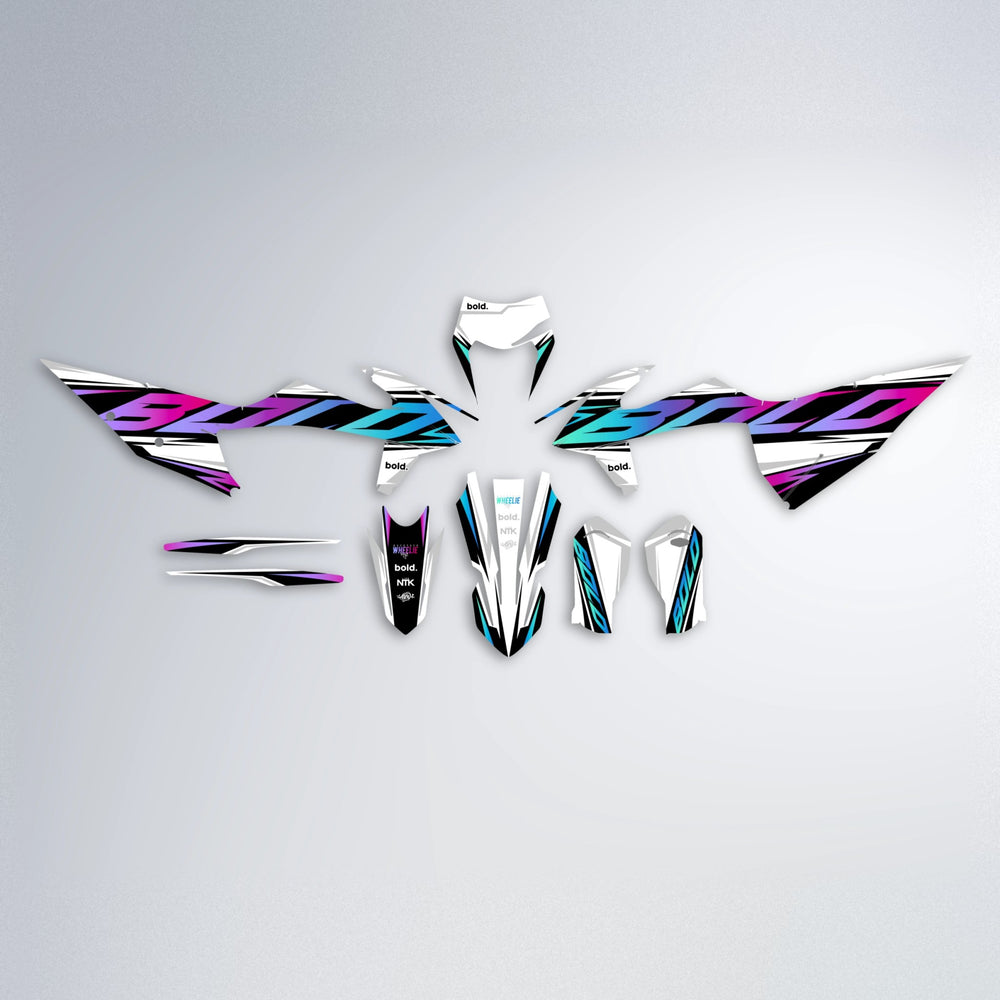 OPTIC graphics kit parts layout in Pink & Light Blue