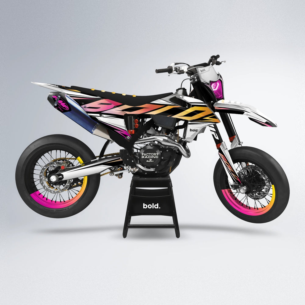 OPTIC supermoto graphics kit in Pink & Yellow