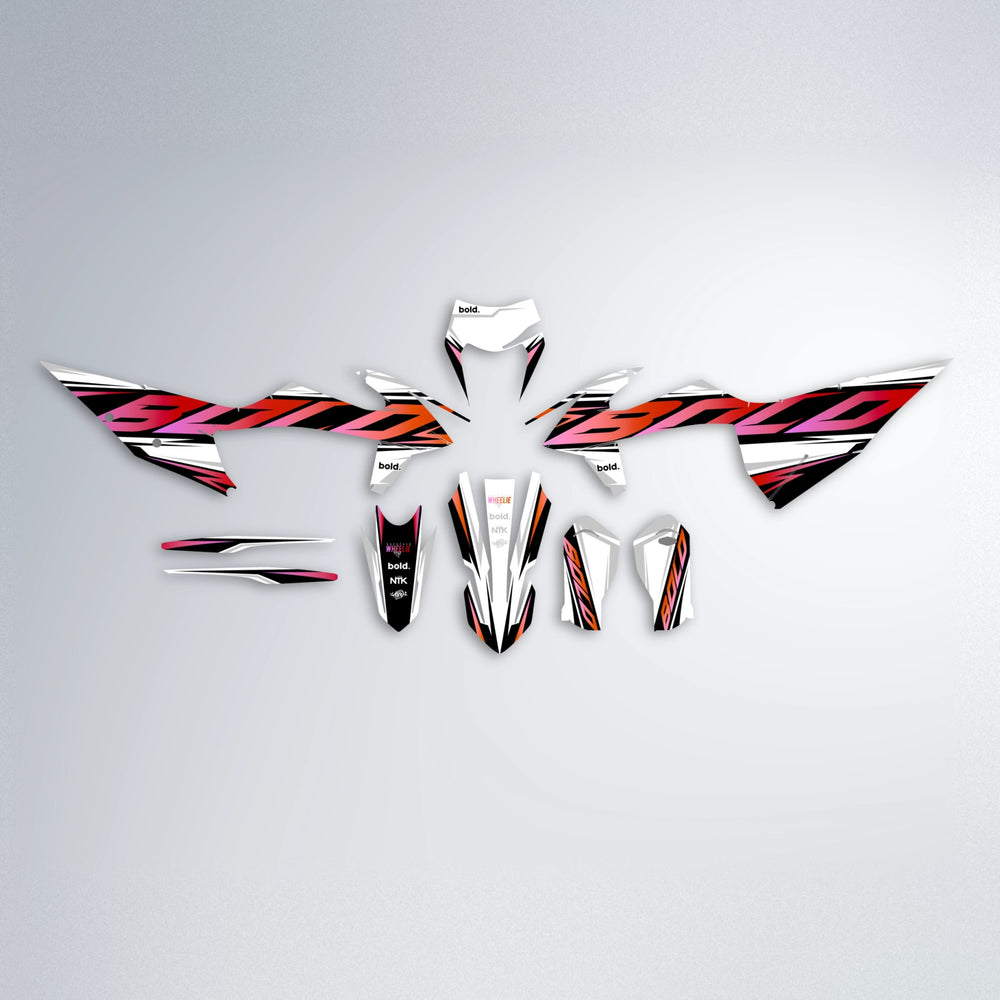 OPTIC graphics kit parts layout in Red & Orange