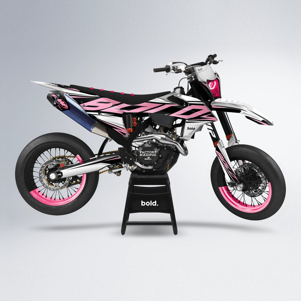 OPTIC supermoto graphics kit in Sakura Pink