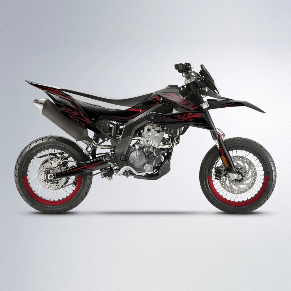 OVERDRIVE Aprilia SX 125 supermoto graphics kit in Black & Red