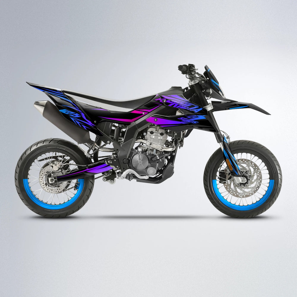 OVERDRIVE Aprilia SX 125 supermoto graphics kit in Blue Purple Fade