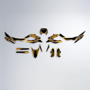 OVERDRIVE Aprilia SX 125 graphics kit parts layout in Gold
