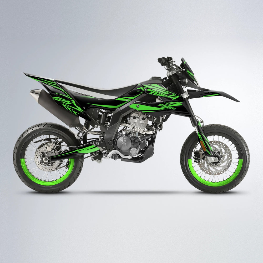 OVERDRIVE Aprilia SX 125 supermoto graphics kit in Green