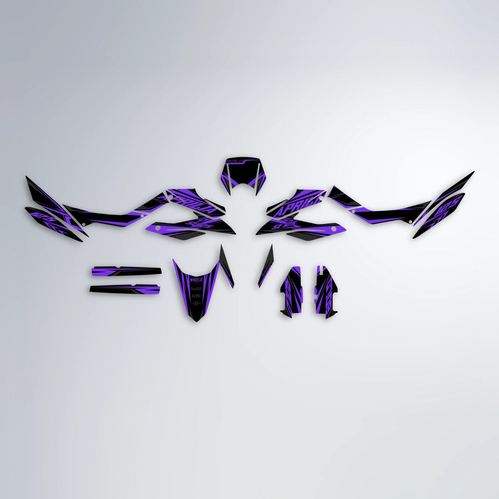 OVERDRIVE Aprilia SX 125 graphics kit parts layout in Purple
