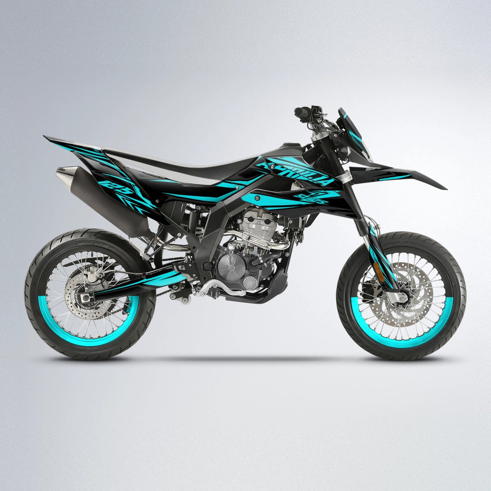 OVERDRIVE Aprilia SX 125 supermoto graphics kit in Teal