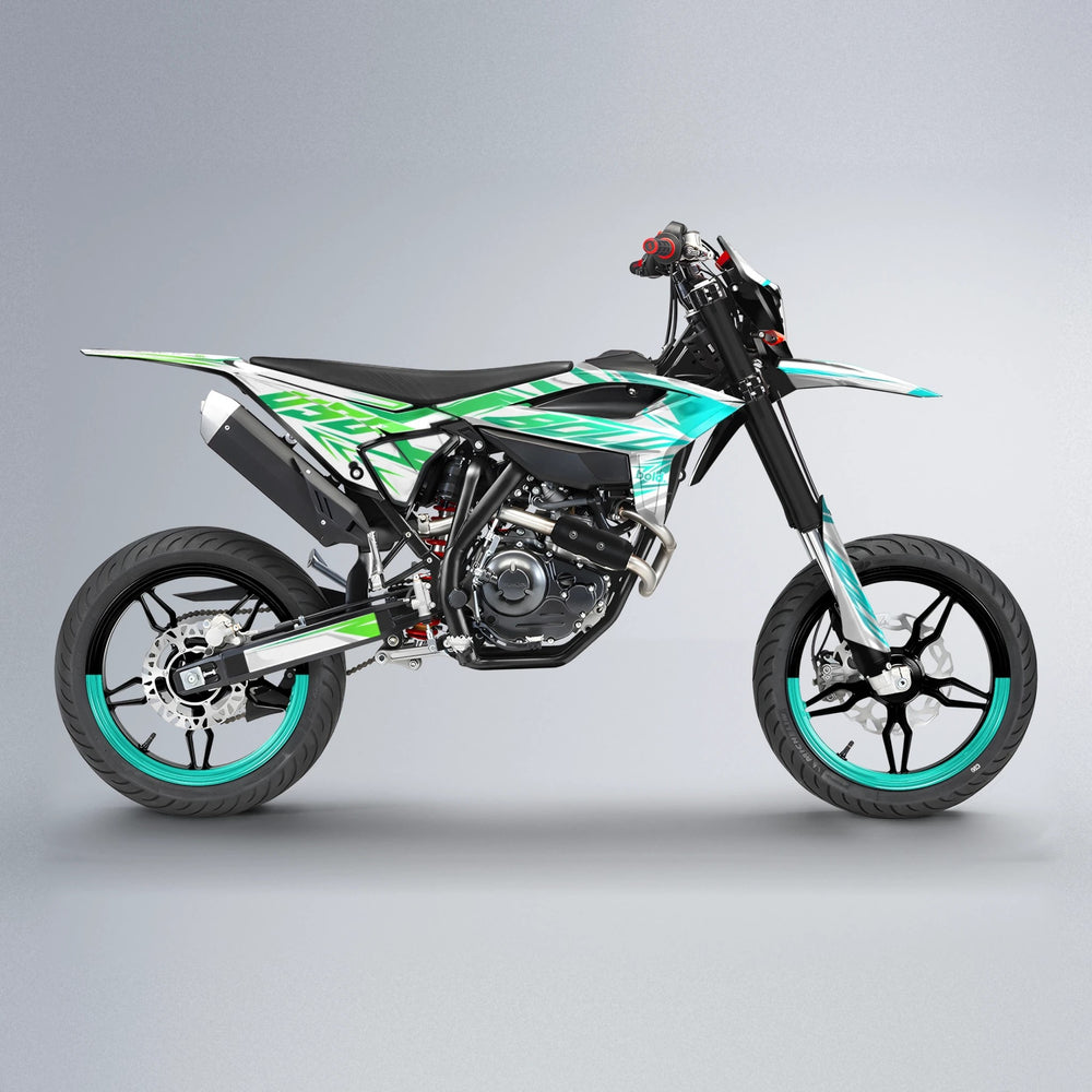 OVERDRIVE Beta supermoto graphics kit in Cyan & Green