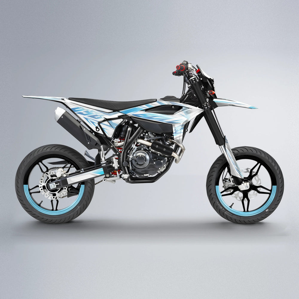 OVERDRIVE Beta supermoto graphics kit in Light Blue & White