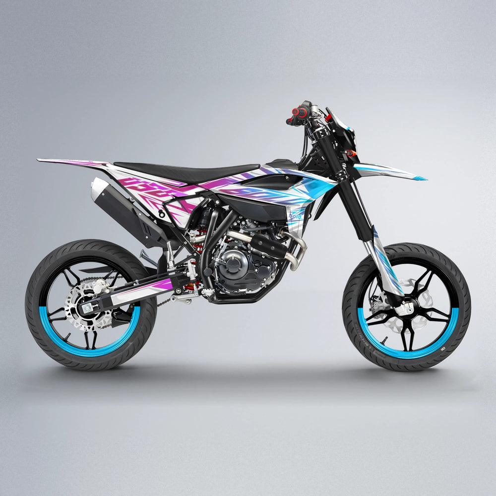 OVERDRIVE Beta supermoto graphics kit in Pink & Light Blue
