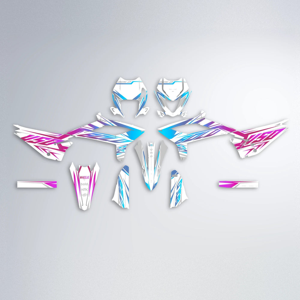 OVERDRIVE Beta graphics kit parts layout in Pink & Light Blue