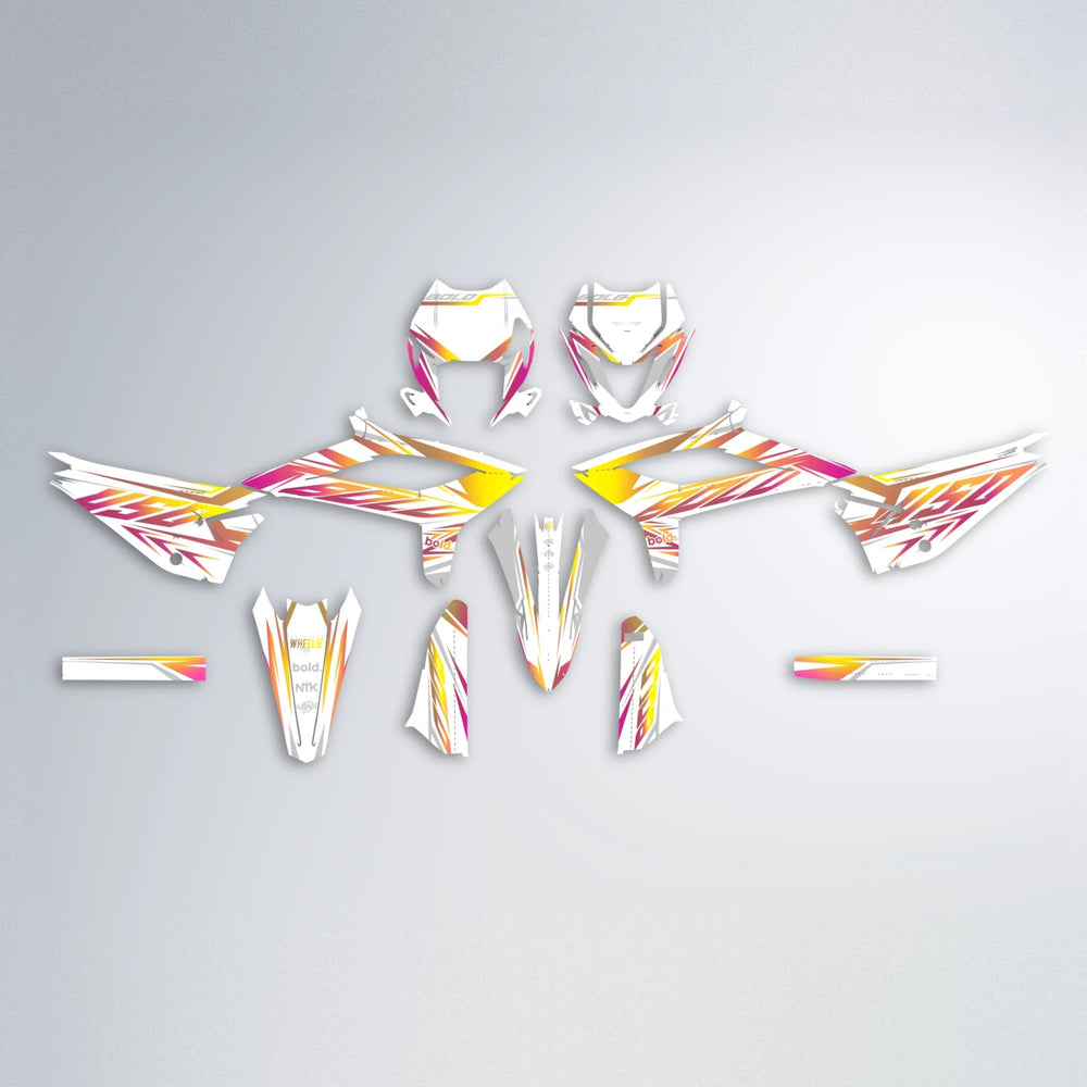 OVERDRIVE Beta graphics kit parts layout in Pink & Yellow