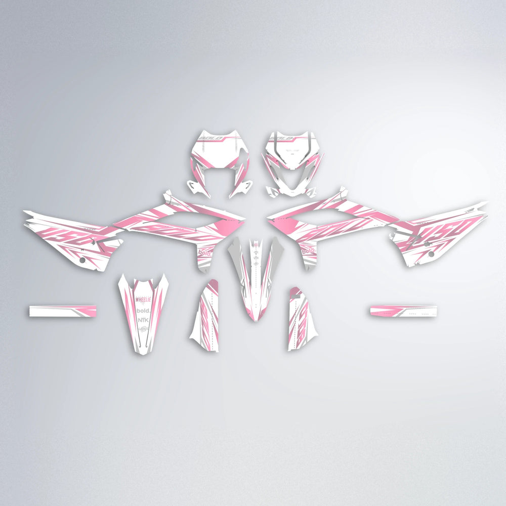 OVERDRIVE Beta graphics kit parts layout in Sakura Pink
