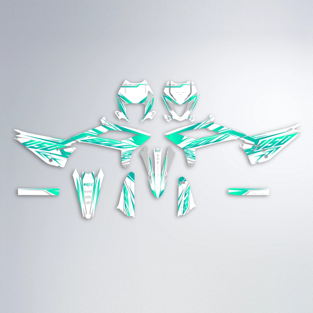 OVERDRIVE Beta graphics kit parts layout in Teal