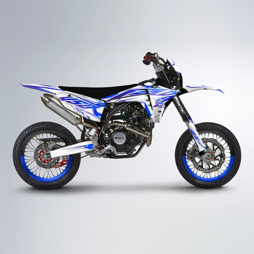 OVERDRIVE Fantic supermoto graphics kit in Blue