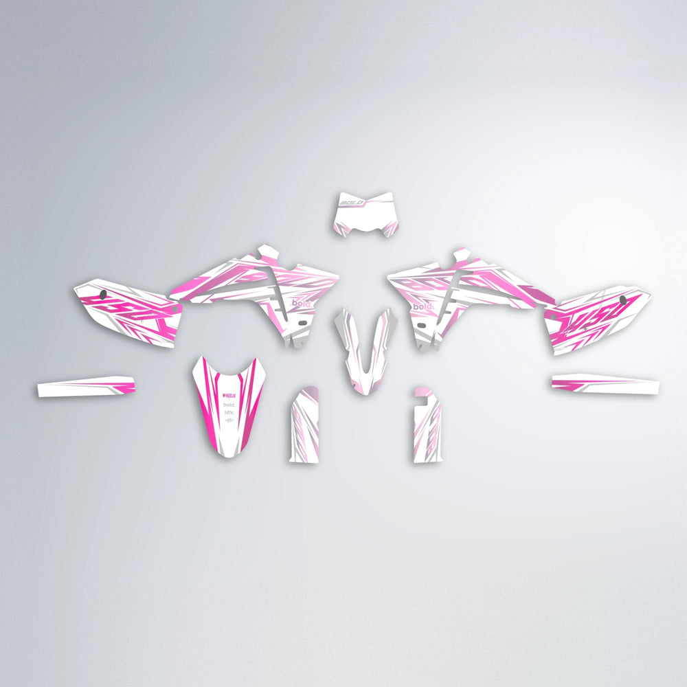 OVERDRIVE Fantic graphics kit parts layout in Flamingo