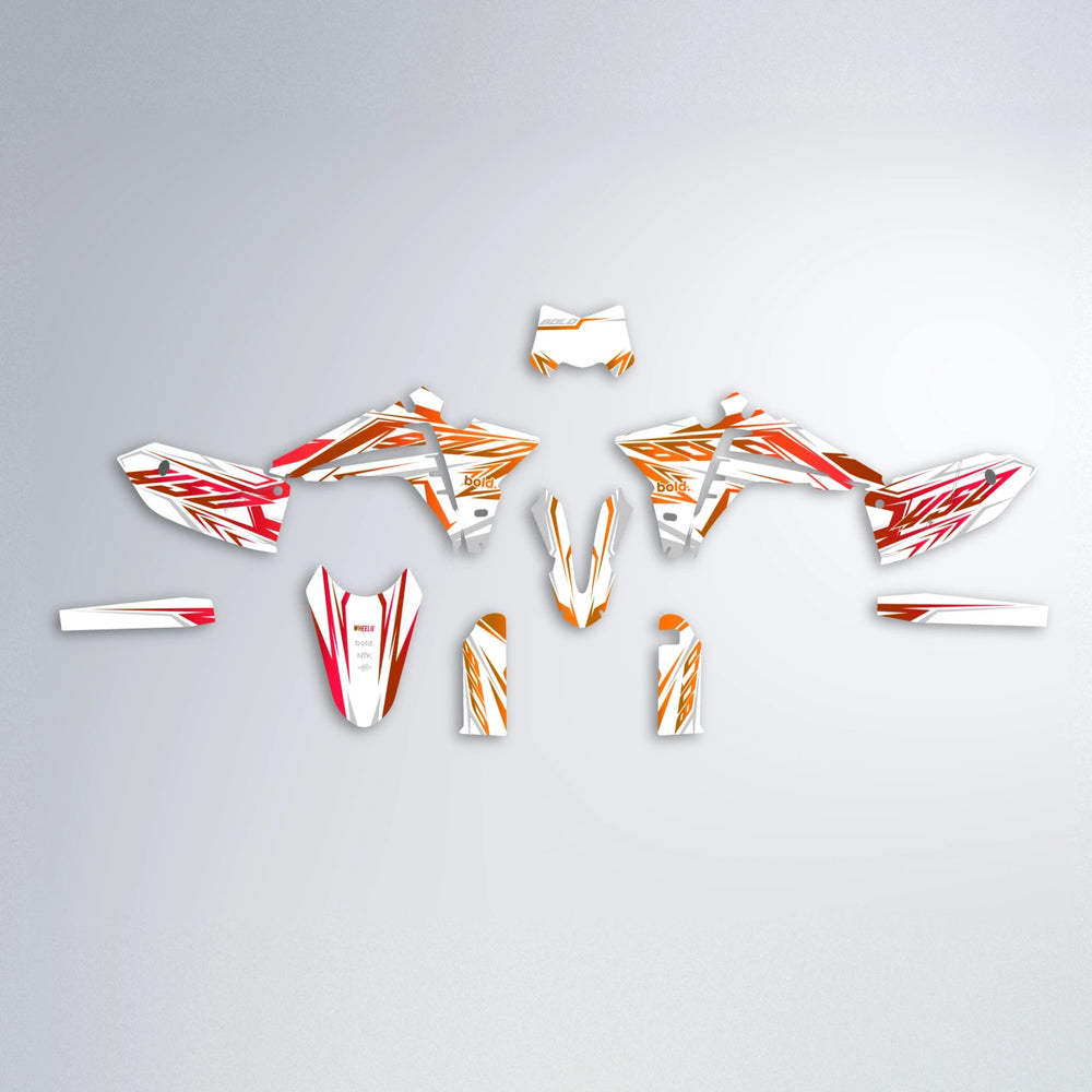 OVERDRIVE Fantic graphics kit parts layout in Red & Orange