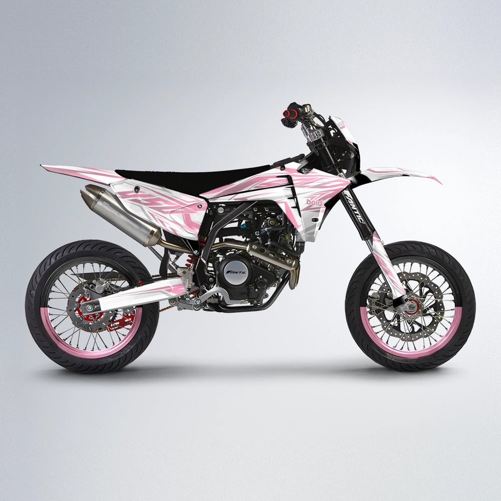 OVERDRIVE Fantic supermoto graphics kit in Sakura Pink
