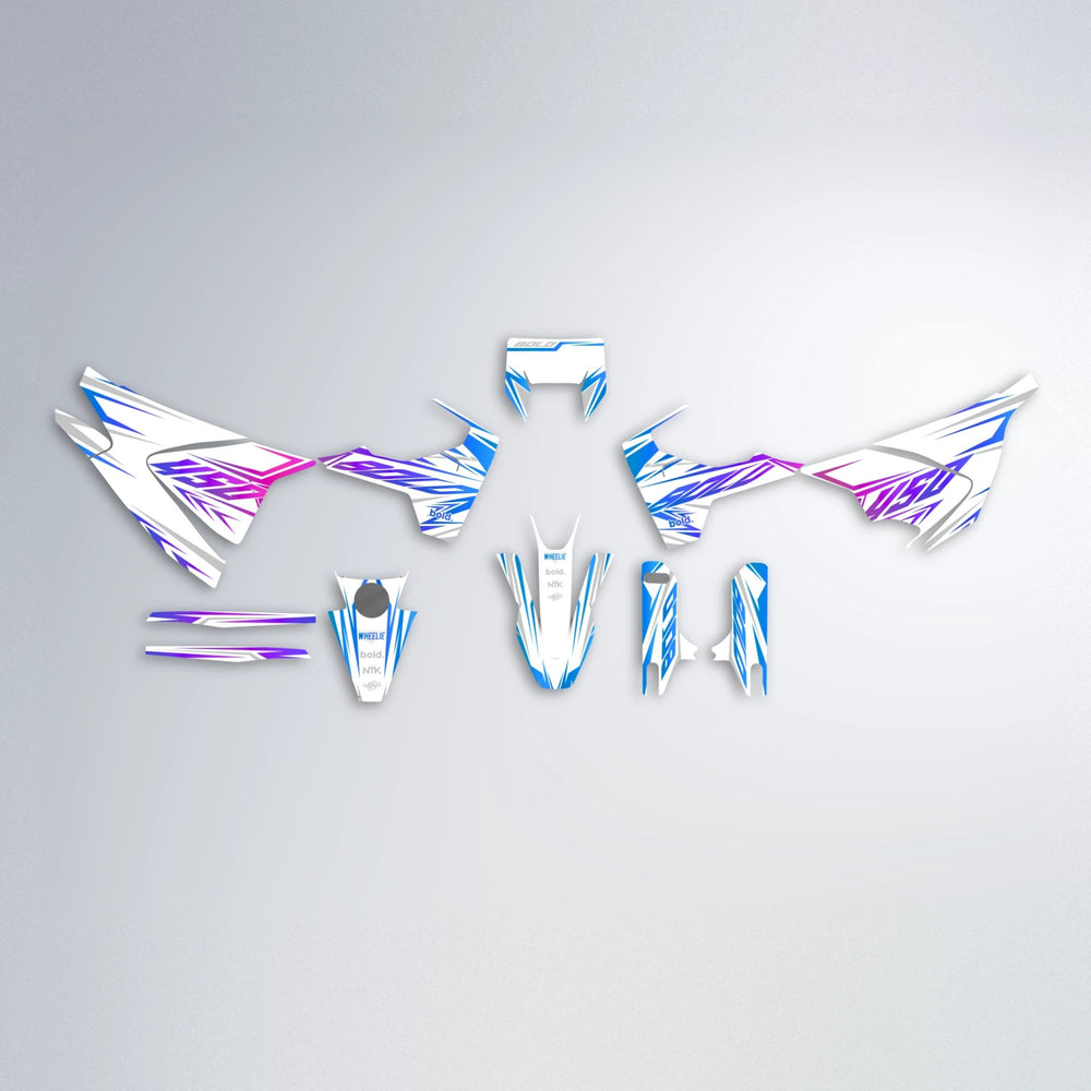 OVERDRIVE Husqvarna 701 graphics kit parts layout in Blue Purple Fade