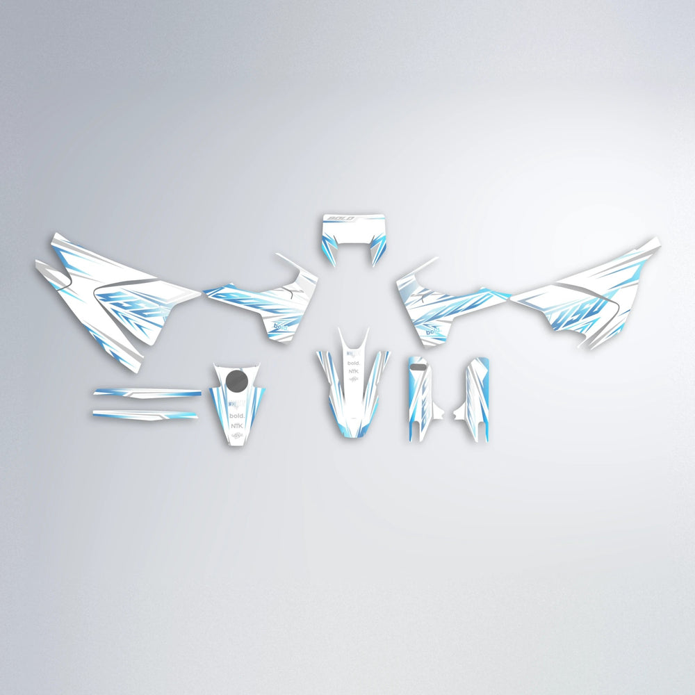 OVERDRIVE Husqvarna 701 graphics kit parts layout in Light Blue & White