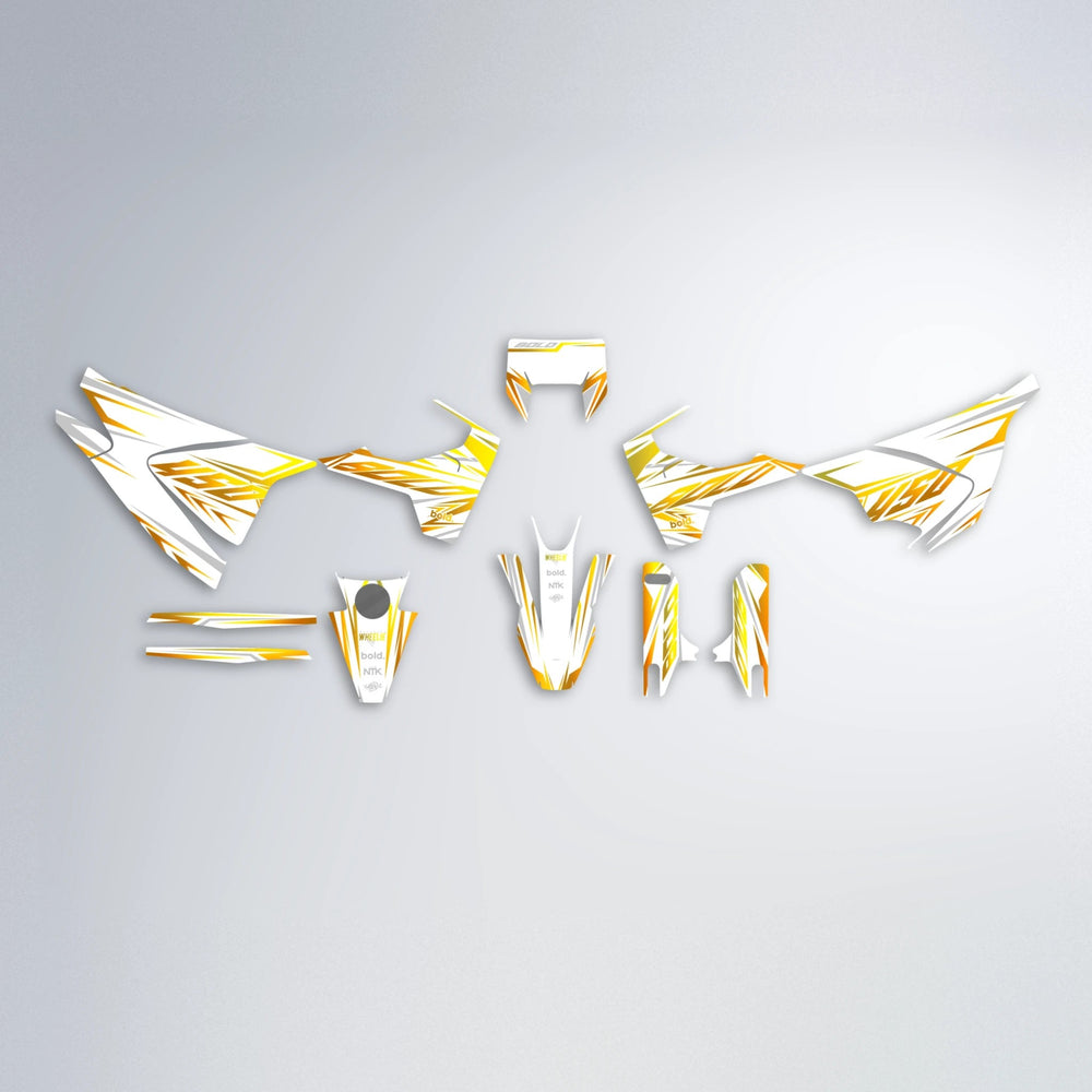 OVERDRIVE Husqvarna 701 graphics kit parts layout in Orange & Yellow