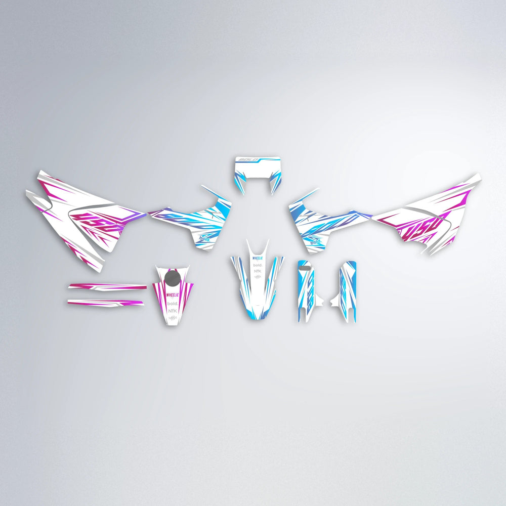 OVERDRIVE Husqvarna 701 graphics kit parts layout in Pink & Light Blue