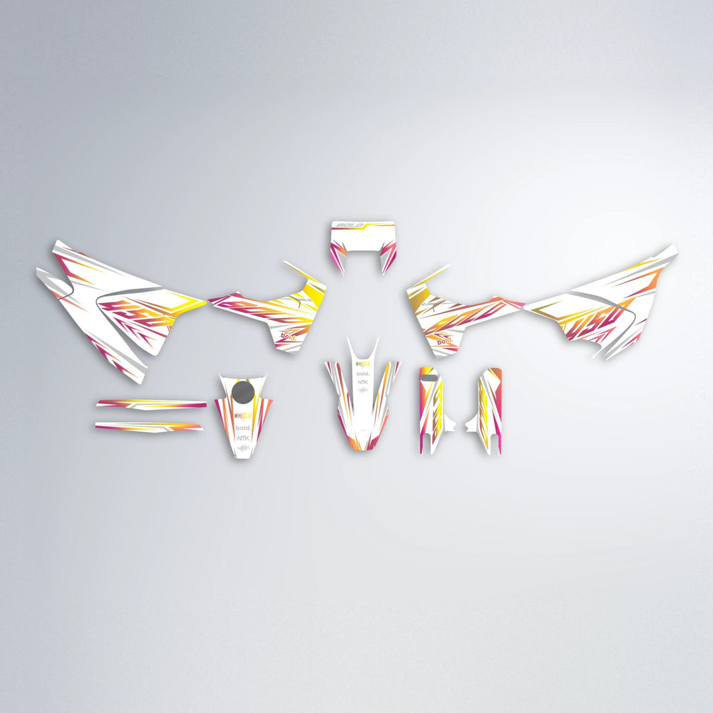 OVERDRIVE Husqvarna 701 graphics kit parts layout in Pink & Yellow