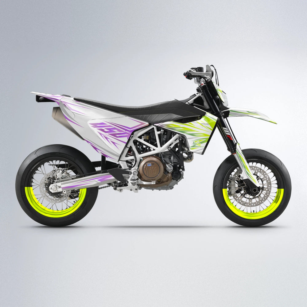 OVERDRIVE Husqvarna 701 supermoto graphics kit in Purple & Yellow